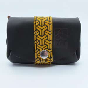 porte monnaie marron foncé jaune